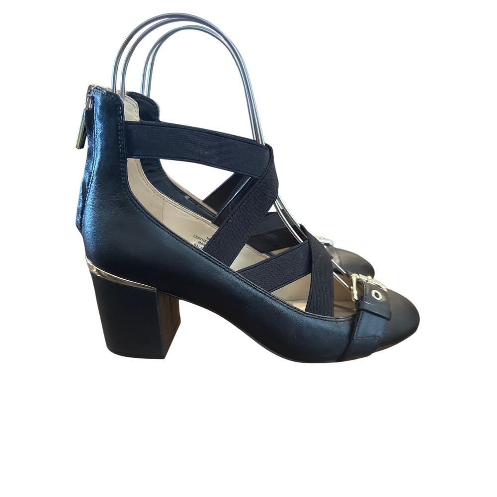 ⭐️ Women’s Nine West Andrew Black Leather Strappy Shoes. Size 7 Night Out Preppy